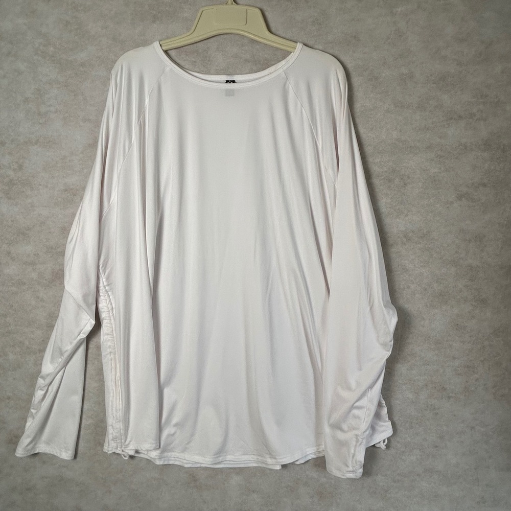 Under Armour Womens 3X White Long Sleeve Ruched Side‎ Activewear Top Tee